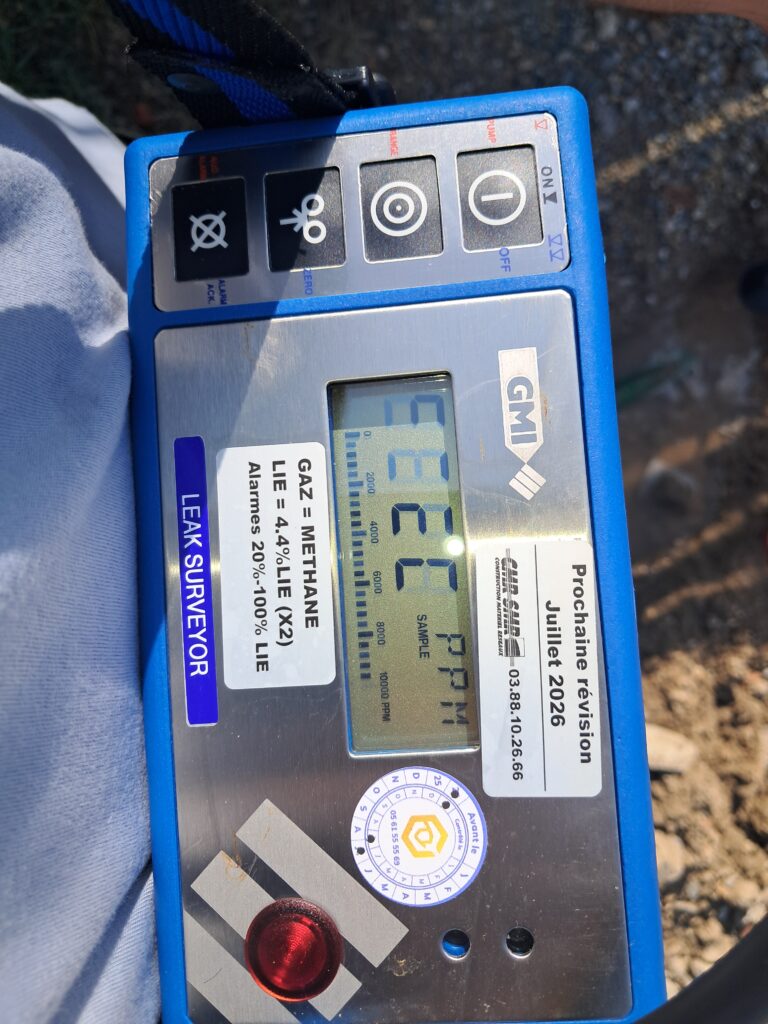 détection de gaz traceur en surface du sol sur Marmande